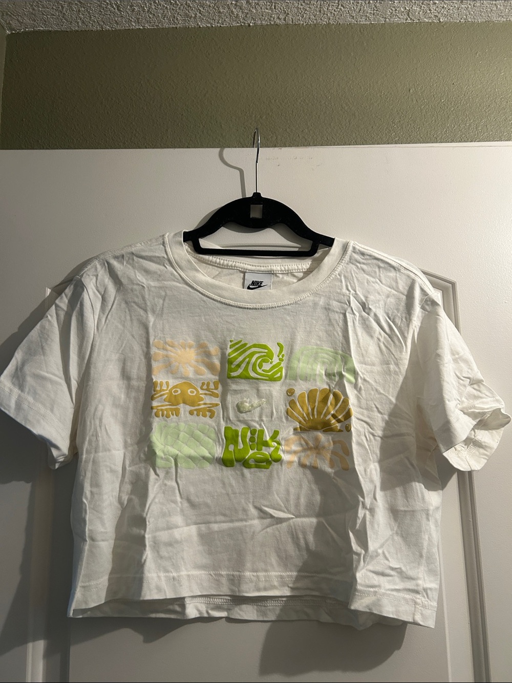 Nike White Short-Sleeve Crop Tee